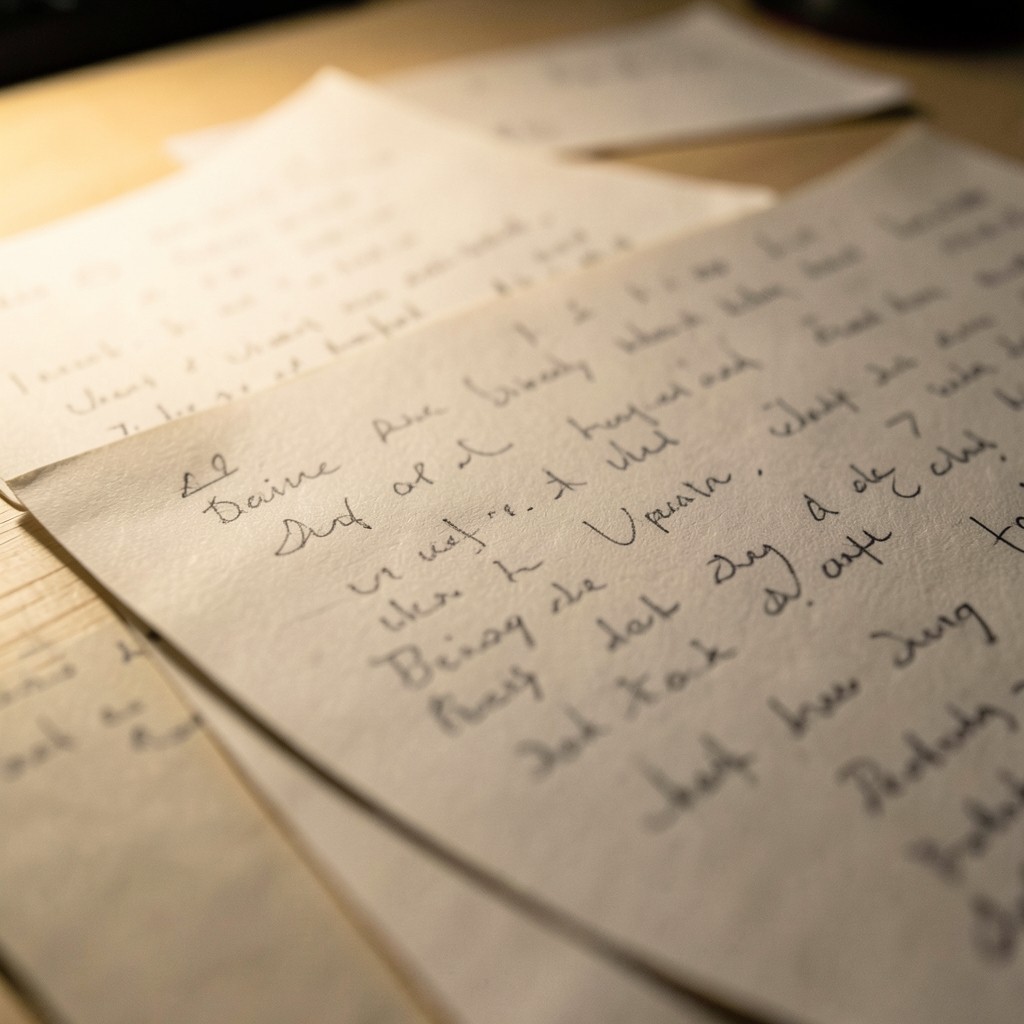 Nahaufnahme eines handschriftlich annotierten Lebenslaufs auf Papier